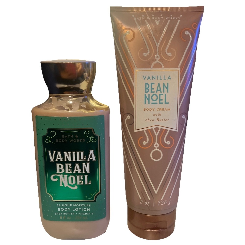 Bath Body Works Vanilla Bean Noel Body Cream & Lotion 8oz Shea Butter 90% Full